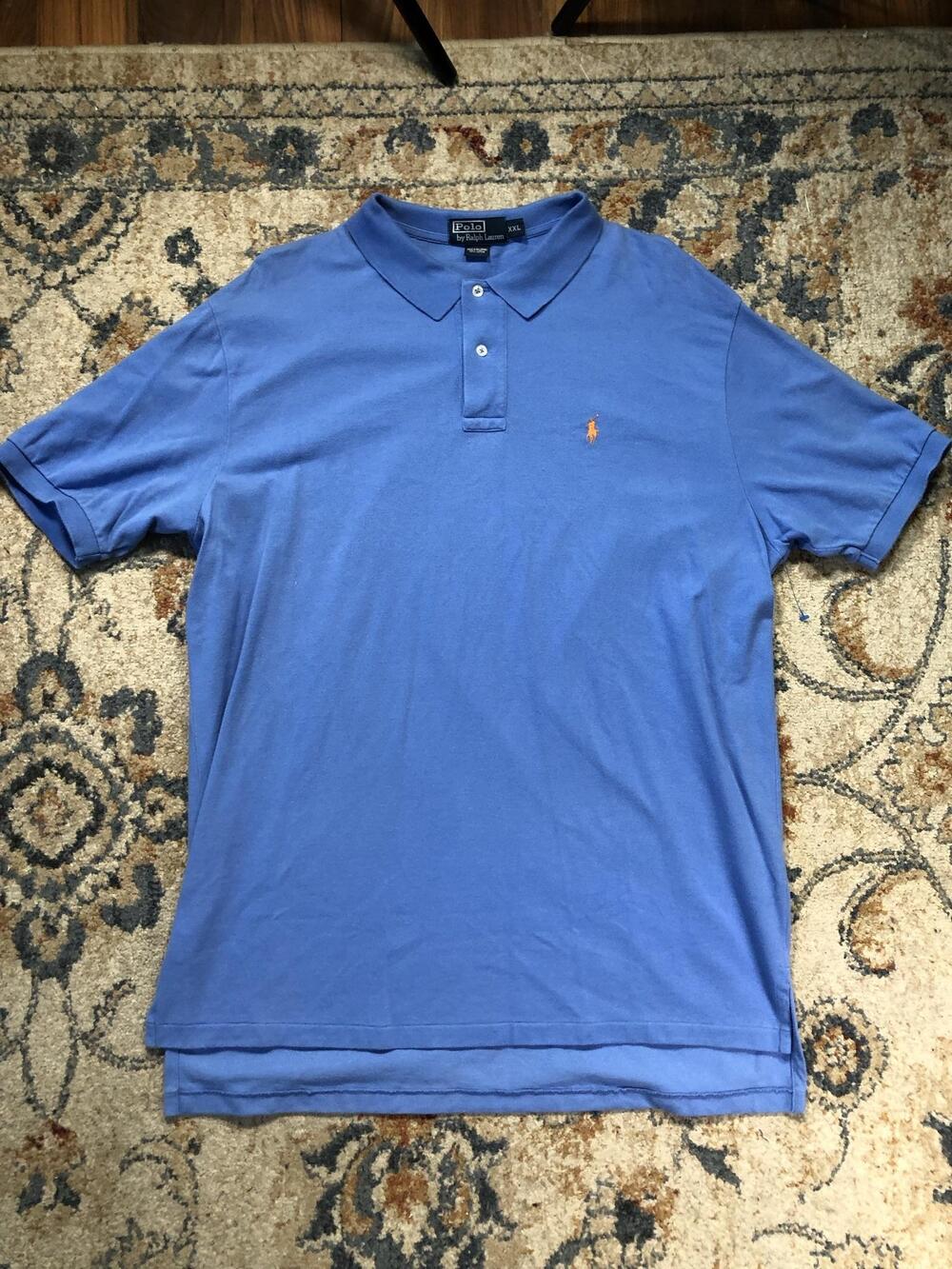 Polo By Ralph Lauren Polo Shirt Mens 2XL Blue Solid Pony Logo Short Sleeve
